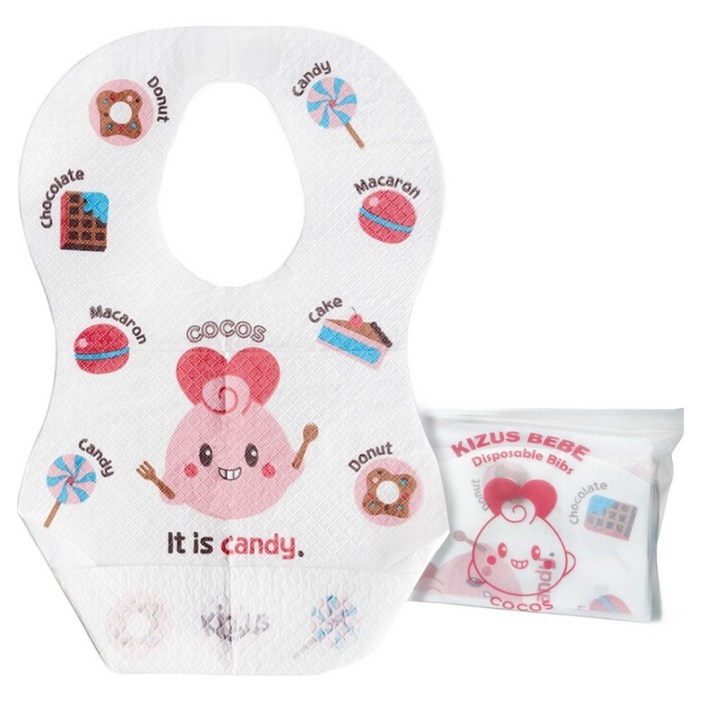 키저스 언어발달 일회용 방수 턱받이, 코코스 디저트, 20개입, 1개