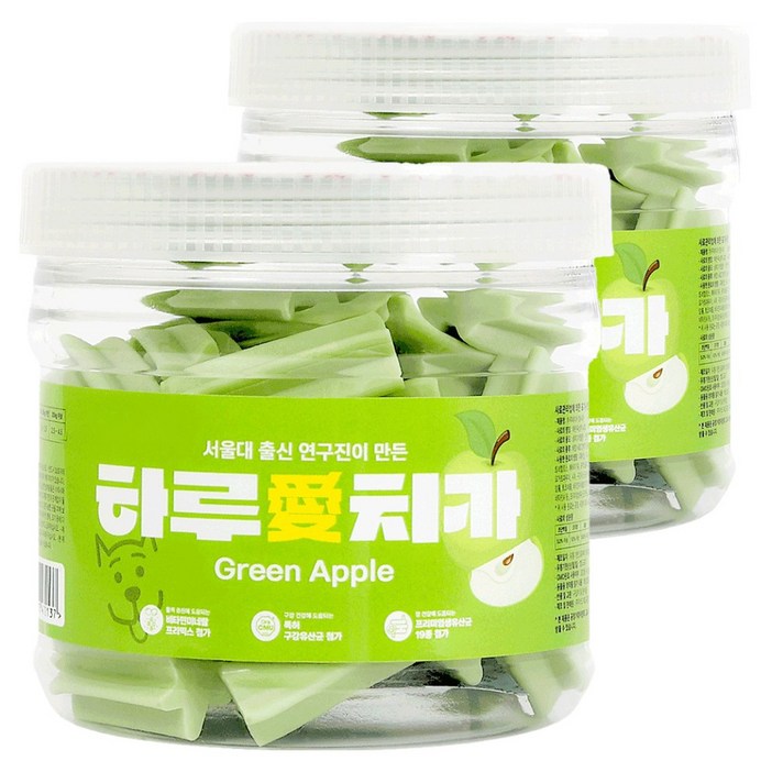 하루애 강아지 치카 서울대출신 연구진이 만든 유산균 껌, 300g, 2개, 청사과