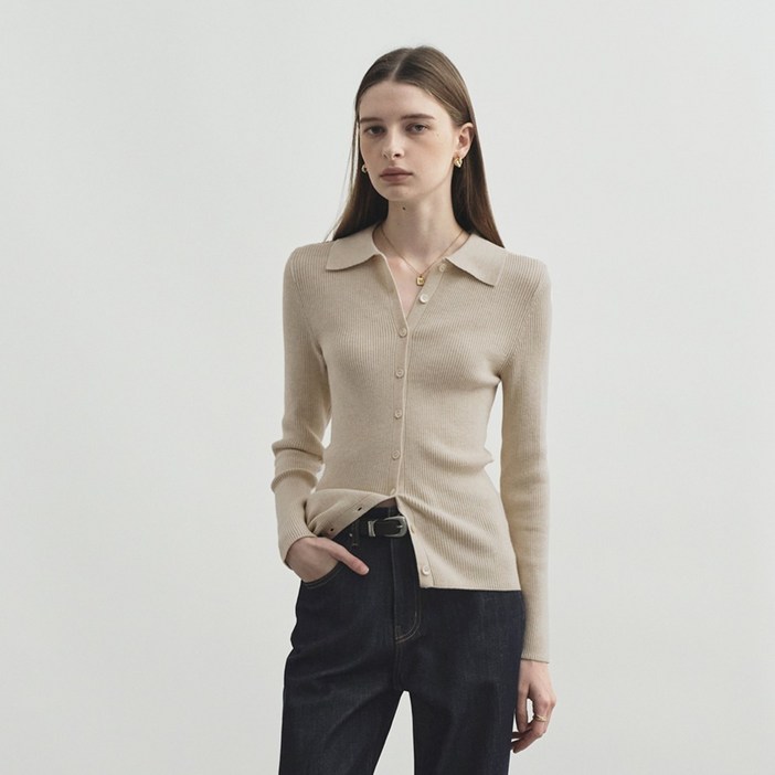 몽돌 여성용 골지 카라 가디건 MDCD035