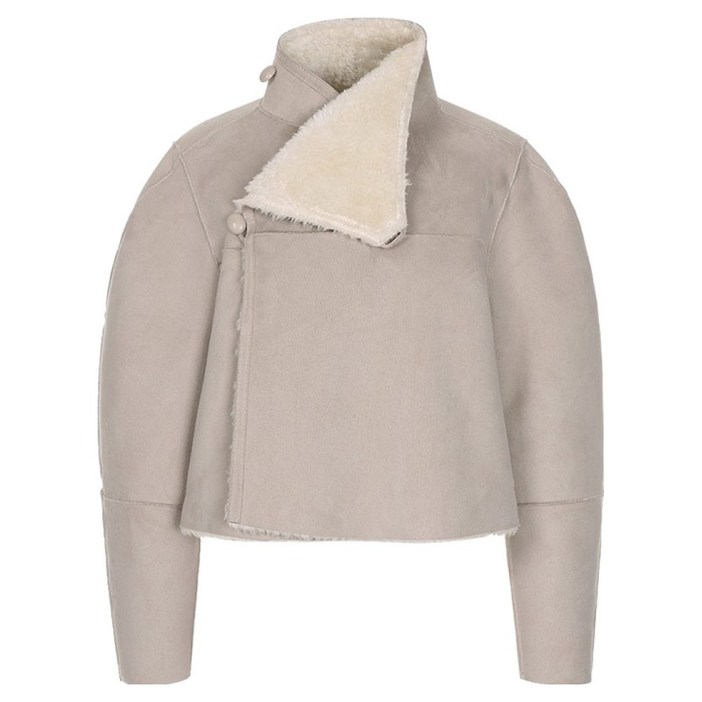 올리브데올리브 여성용 하이넥 리버시블 무스탕