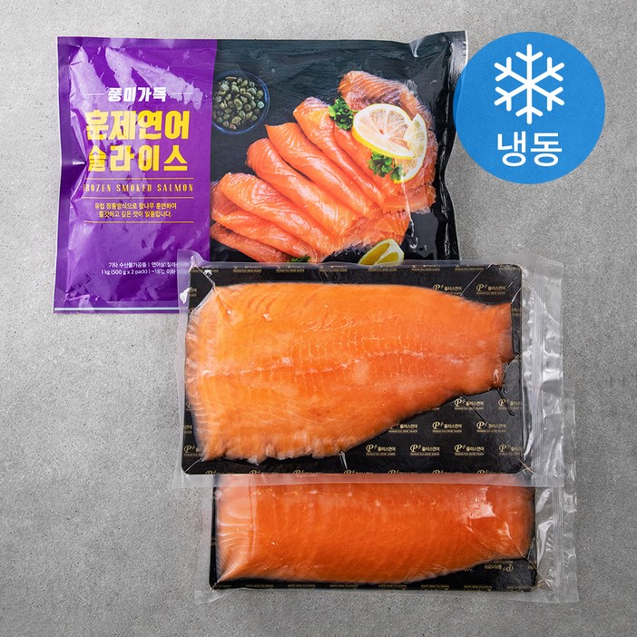 풍미가득 훈제연어 슬라이스 냉동, 500g, 2개