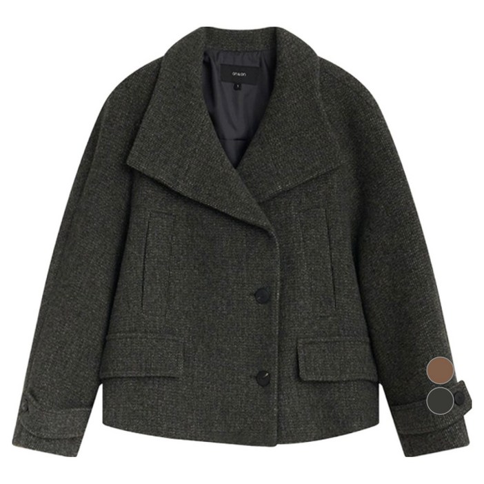 온앤온 여성용 하이넥 양모 하프코트