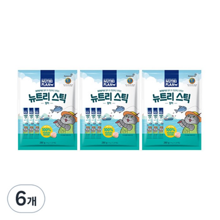 뉴트리플랜 뉴트리 스틱 고양이 간식, 참치, 280g, 6개 뉴트리플랜 뉴트리 스틱 고양이 간식, 참치, 280g, 6개