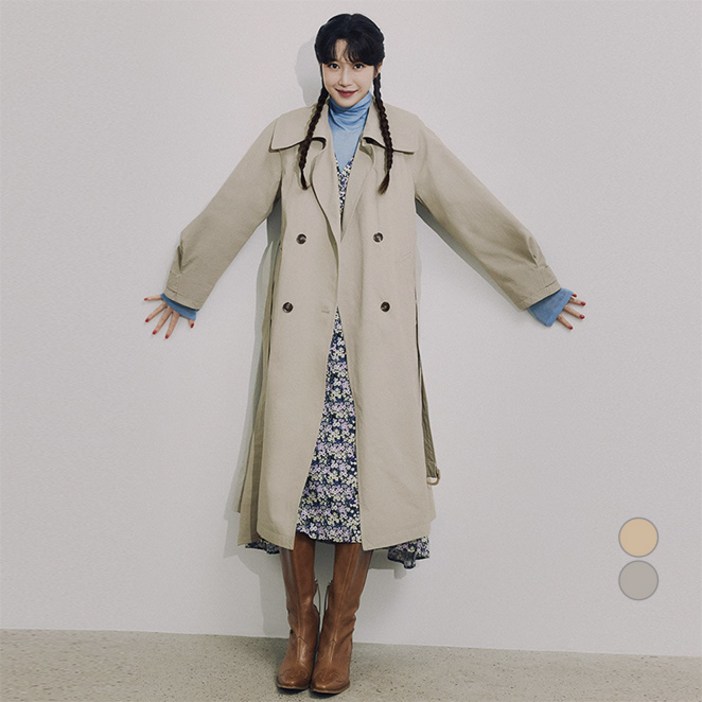 온앤온 여성용 볼륨 슬리브 트렌치 코트