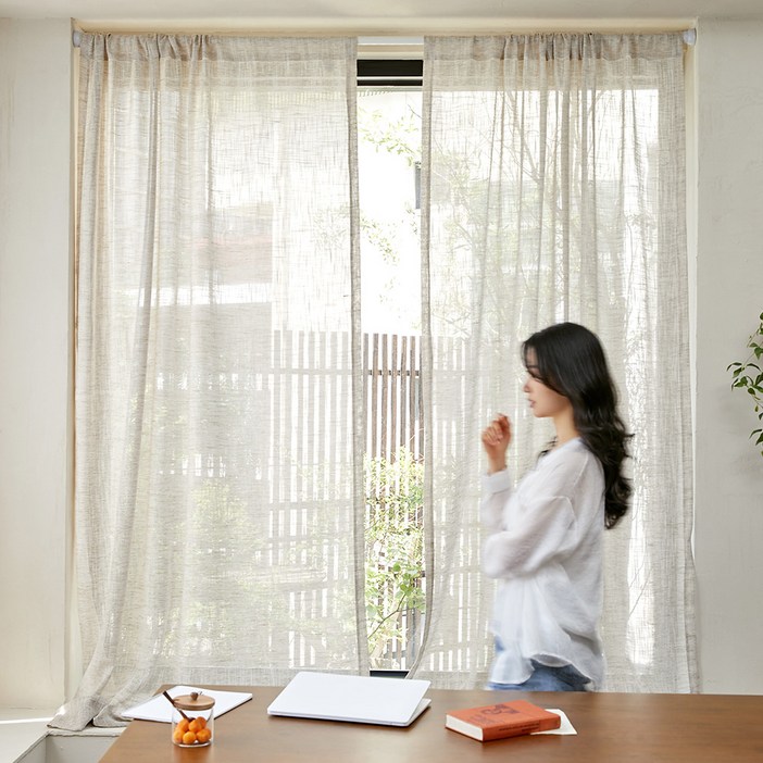 바자르 소프트 무드 린넨 가리개커튼 2p