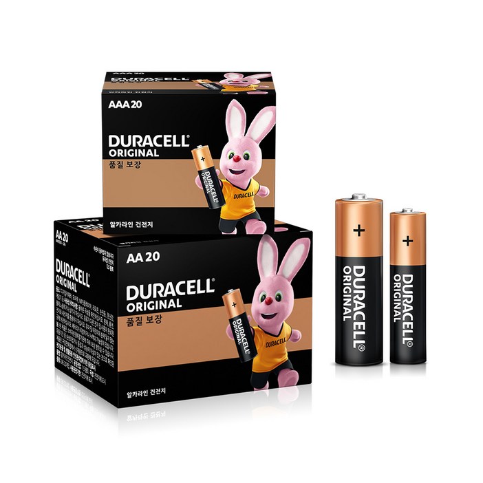 듀라셀 알카라인 건전지 AA 20p  AAA 20p, 40개, 1세트