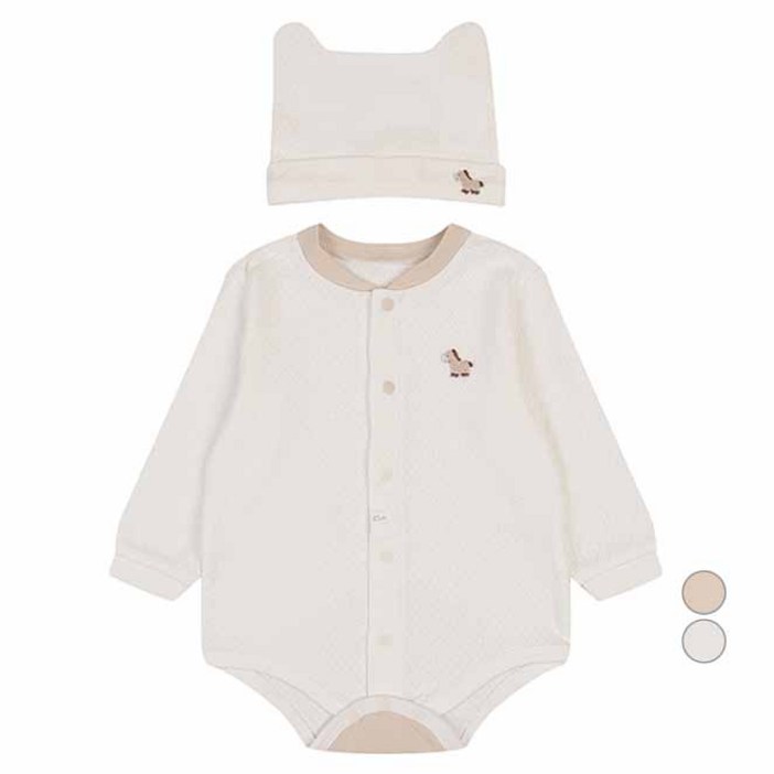 에뜨와 유아용 선물용 면 유네바디수트모자 세트  쇼핑백