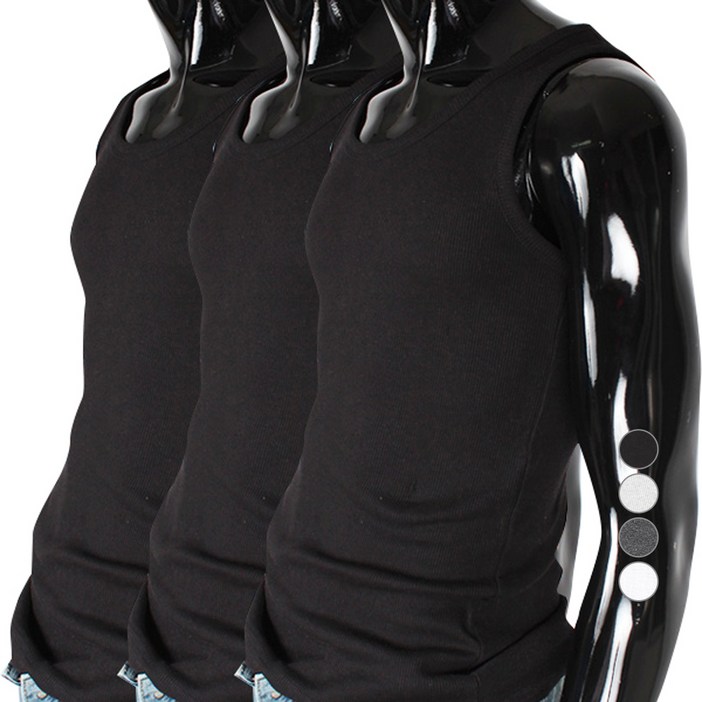 유투 남성용 통기성 골지 나시 3p