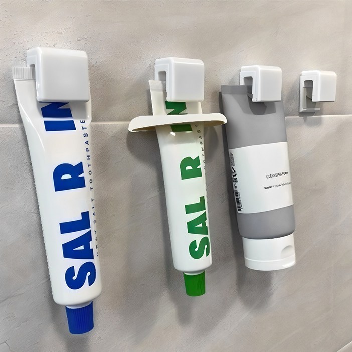 브로픽 무타공 클립형 치약걸이 4p  치약클립 1p