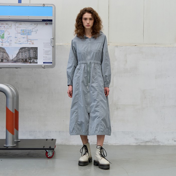 쥬시쥬디 여성용 J 셔링 풀 집업 후드 원피스 JYOP621C