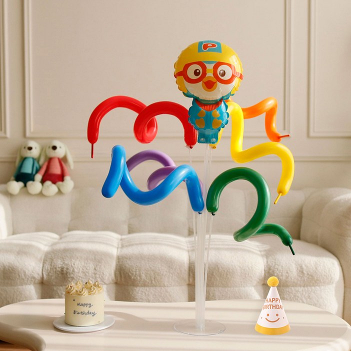 피앤비유니티 스파이럴풍선 꽃다발 스탠드 모자 세트