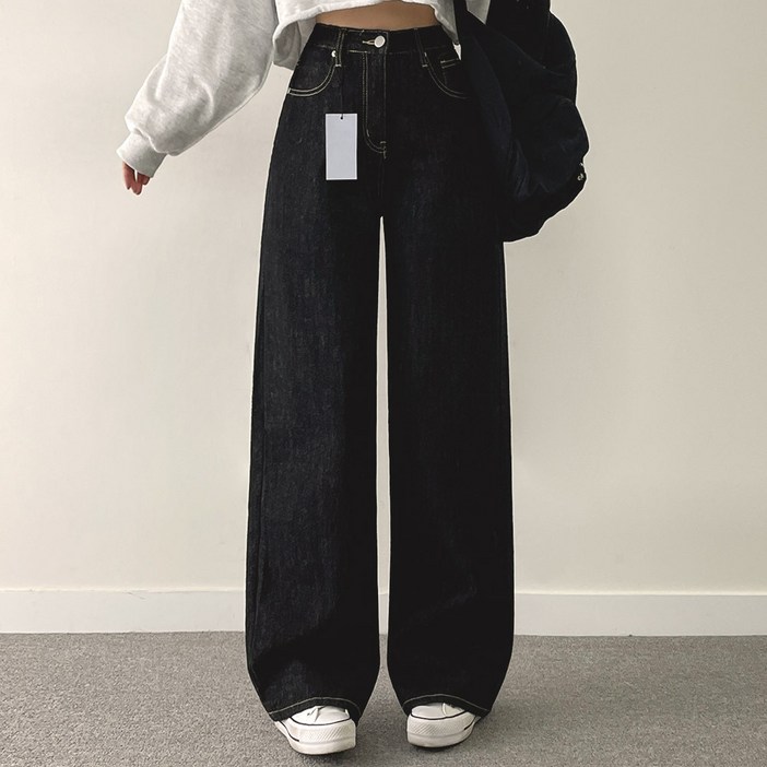 위드후이린 여성용 논페이드 와이드 데님 팬츠 (기본/롱)
