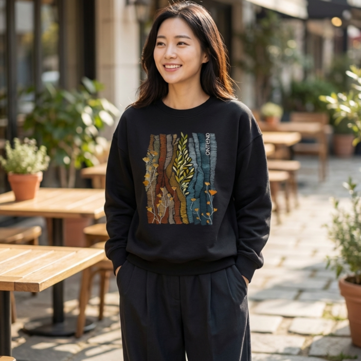 구디프 여성용 레터링 감성 프린트 오버핏 편한 데일리 맨투맨