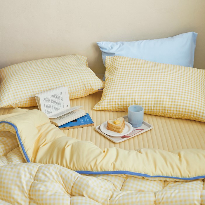 쁘리엘르 데일리체크 항균 워싱 차렵이불 세트