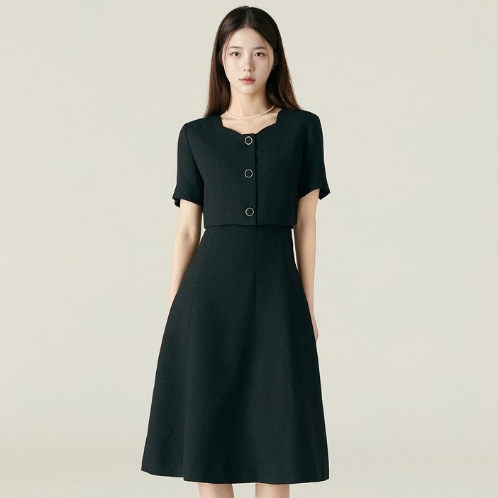 로엠 여성용 스칼럽 2in1 롱 원피스