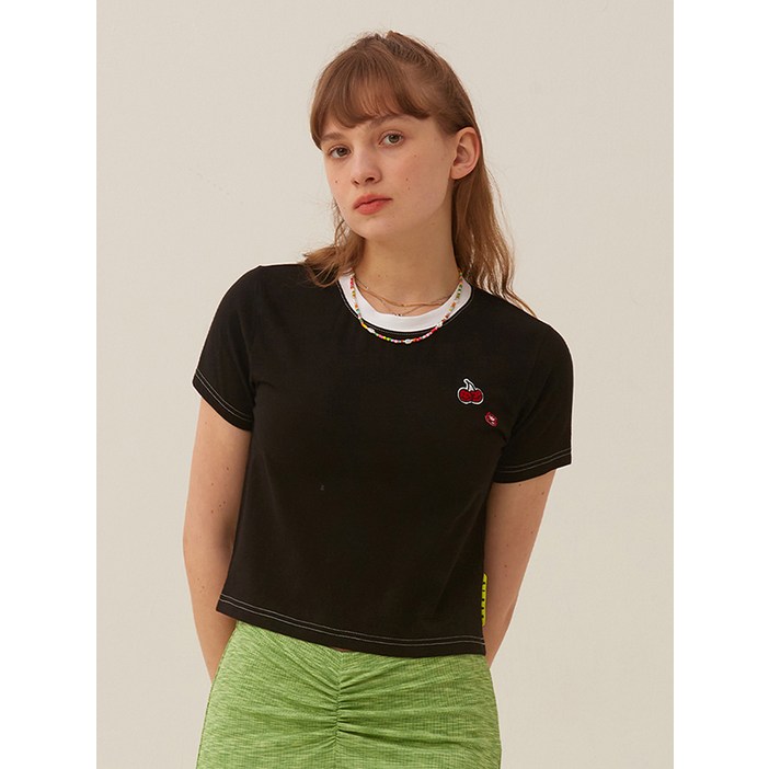 키르시 여성용 DOODLE CHERRY WAPPEN 반팔 티셔츠 키르시 여성용 DOODLE CHERRY WAPPEN 반팔 티셔츠