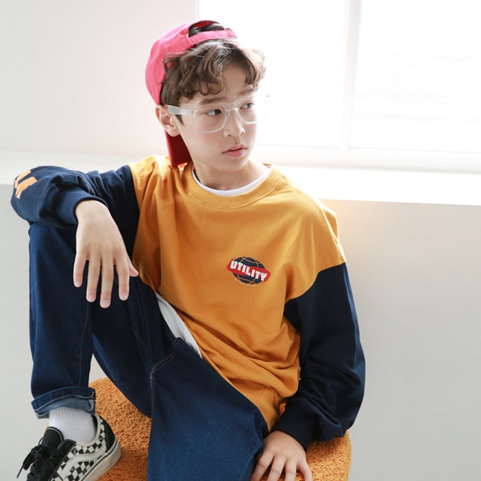 나나주니 아동용 라운드넥 유틸배색 맨투맨