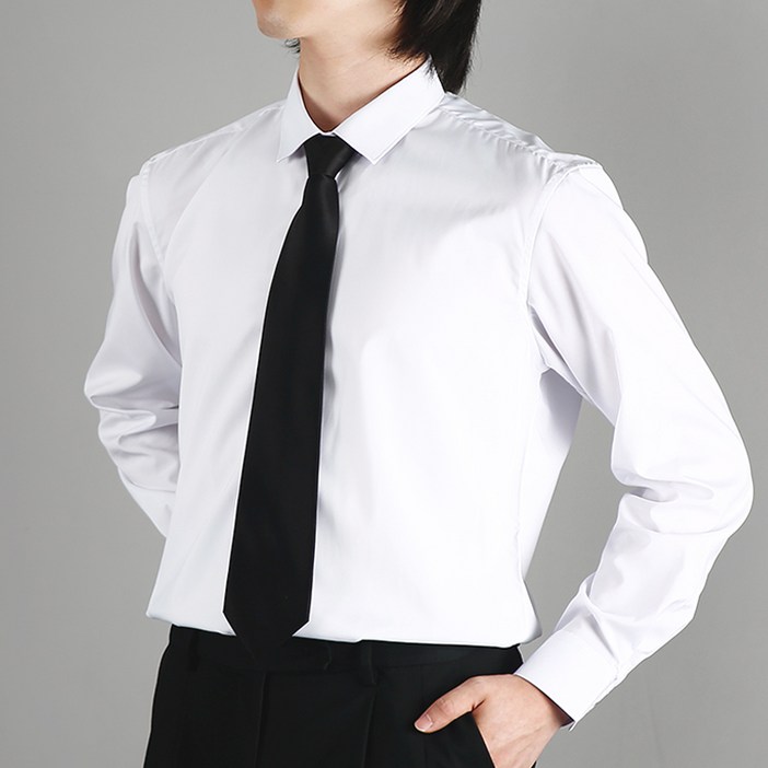 위크무드 시원한 남성용 구김없는 실크핏 정장 스탠다드핏 와이셔츠