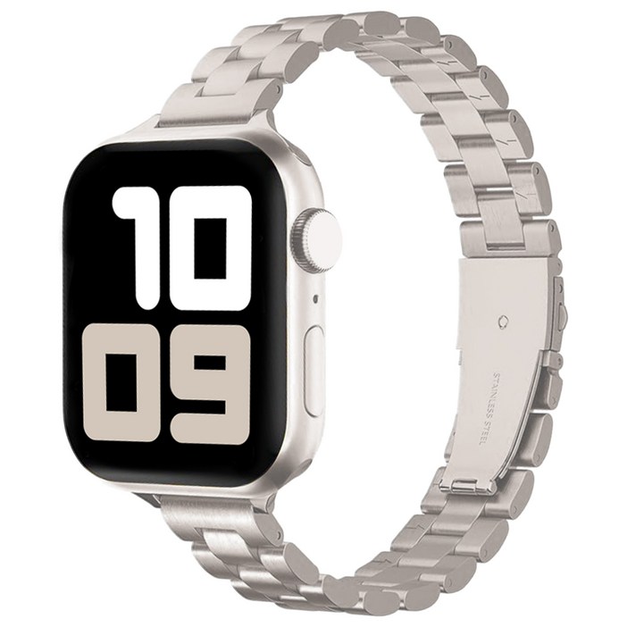 사라밴드 애플워치 호환 미니멀 슬림 메탈 스트랩, 스타라이트, 1개