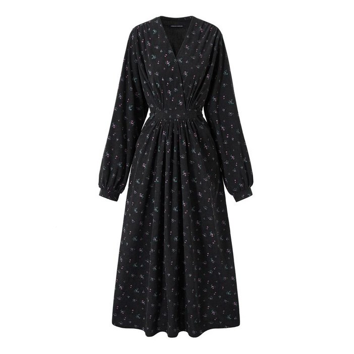 미니멈에브리데이 미니멈 에브리데이 골덴 플라워 랩 스타일 끈 플레어 롱 원피스 EB4OW018D