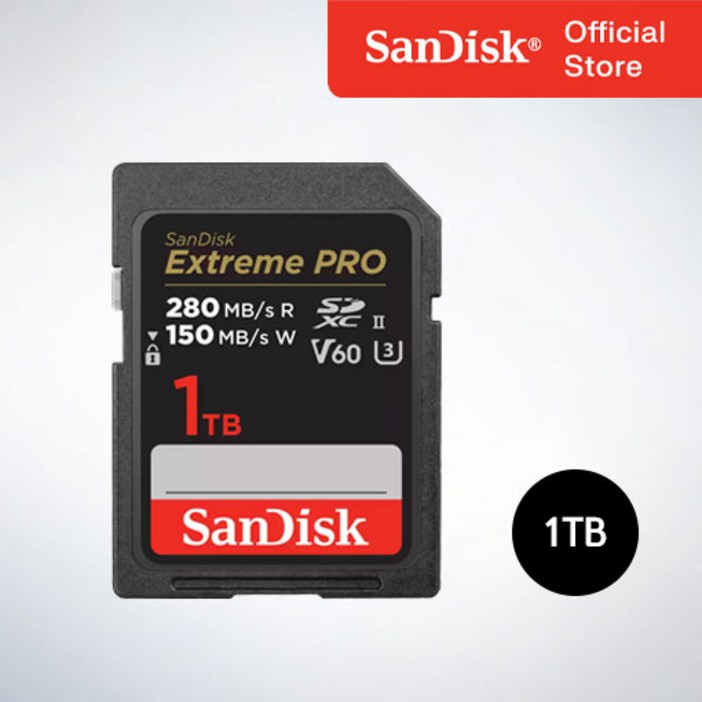 샌디스크 Extreme Pro 익스트림 프로 SDXC UHS2 SD메모리카드 UHSII V60 SDSDXEP 1TB, 1TB, 1개