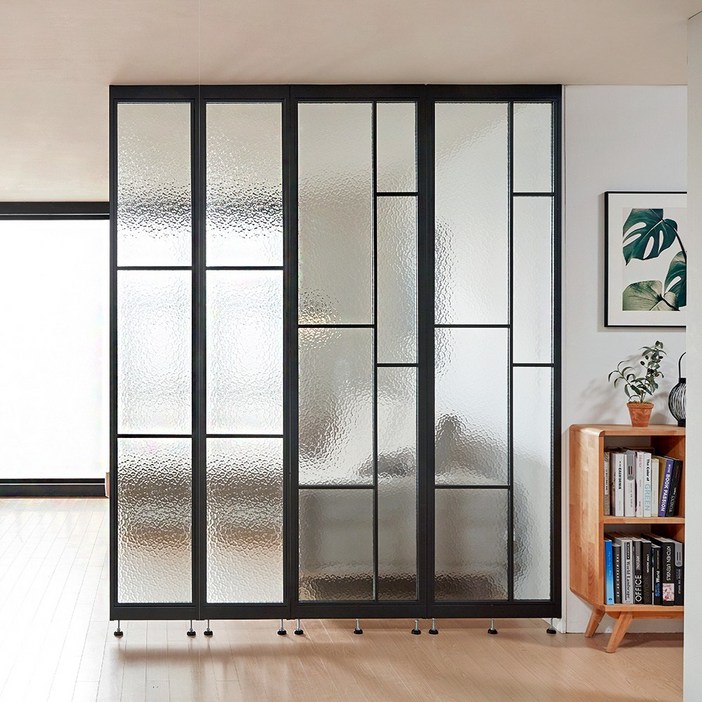 틴우드 가벽 아쿠아유리 철제 파티션, 아쿠아유리 W600 블랙H2300