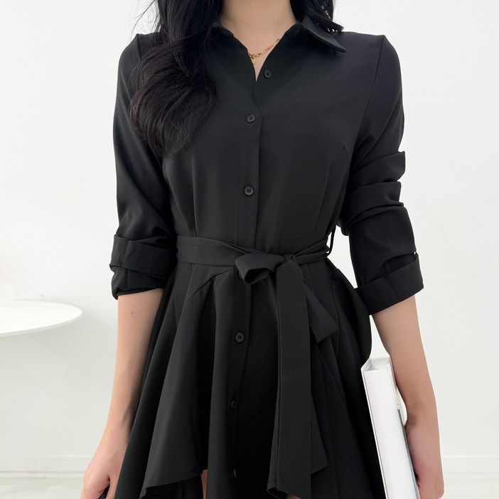 투디 쉬폰 플레어 셔츠원피스 하객룩 오피스룩, 3color