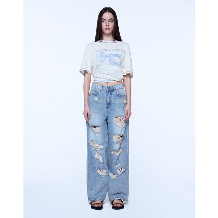 인스턴트펑크데미지 와이드 데님 팬츠