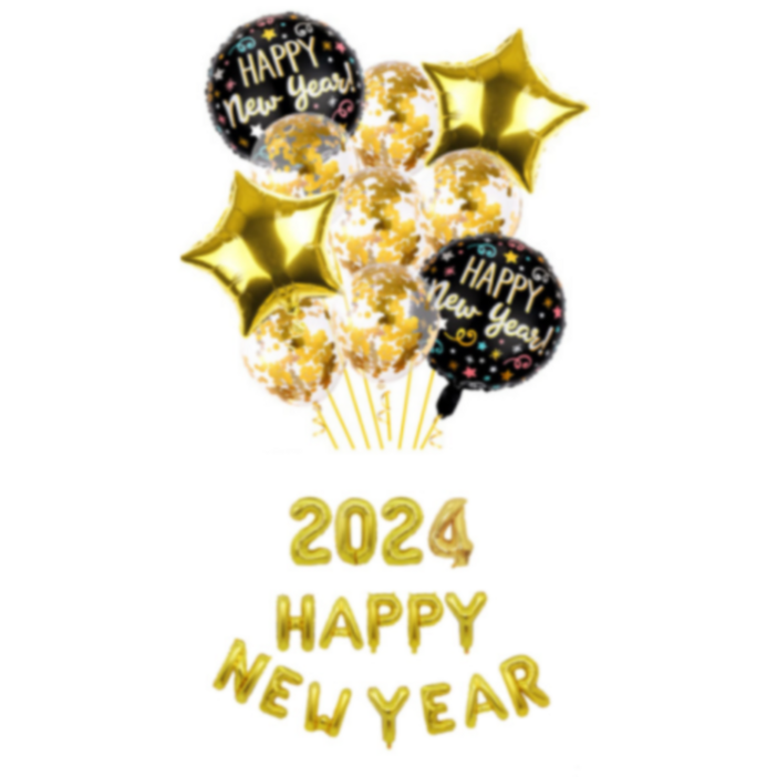 파티보그 2024 해피뉴이어 세트 풍선, 1개, 해피뉴이어골드