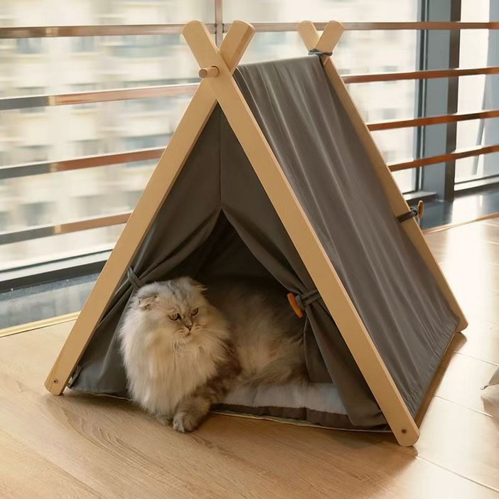 고양이 숨숨집 원목 텐트 하우스