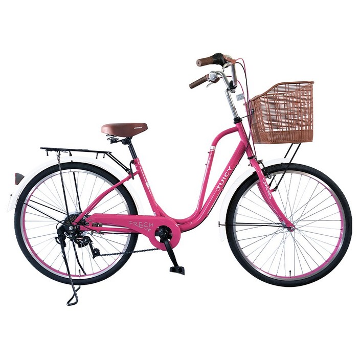 지멘스 자전거 여성 자전거 프레쉬 클래식 자전거 24인치 26인치 7단변속 스테인리스볼트 알루미늄 핸들, 175cm, 1개, 조립완료프레쉬26인치핑크화이트