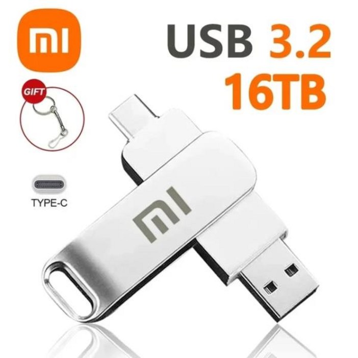 샤오미 USB 3.2 플래시 드라이브, 고속 전송, 금속 펜드라이브 메모리 카드, 펜드라이브 플래시 디스크, 방, 09 16TB, 한개옵션1