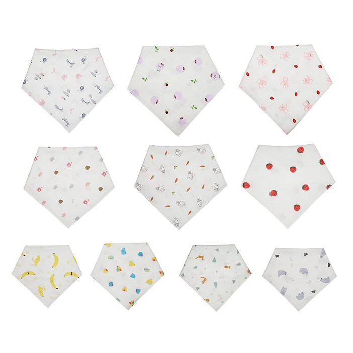 똑딱이 엠보 가제손수건빕 10P