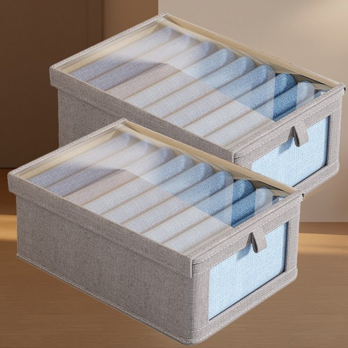 디모어 투명 커버 분리 수납 옷장 다용도 정리함, 2개, 그레이