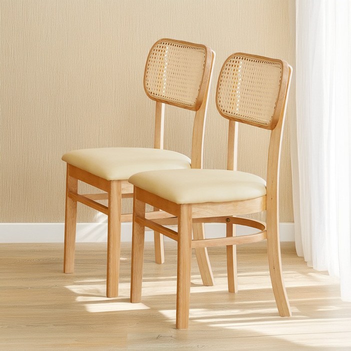 리비니아 버트 원목 라탄의자 식탁의자 11개2colros, 2개, 내츄럴