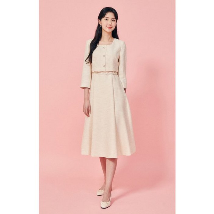 JJ지고트 트위드 스퀘어넥 플레어 원피스 GP4A0OP801