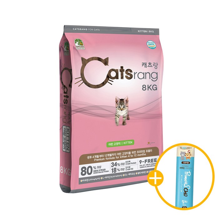 캐츠랑 고양이 길냥이 사료 키튼 어린냥이 8kg, 1개, 닭, 8kg