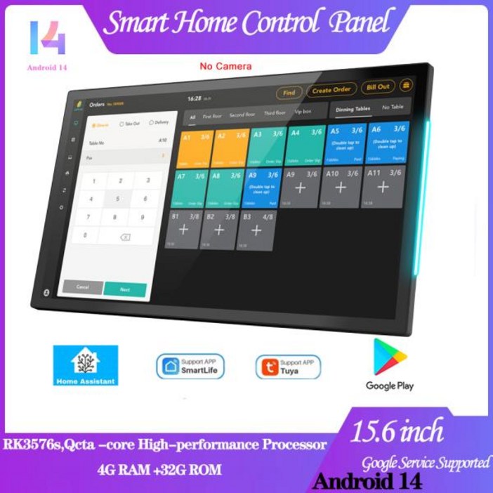 벽걸이형 15.인치 안드로이드 PoE 태블릿 PC 옥타코어 CPU FHD 19201080P IPS 터치스크린 디스플레이 WIFI