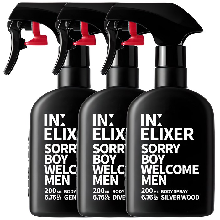 이넬릭서 바디스프레이 남자향수 3종, 200ml, 3개