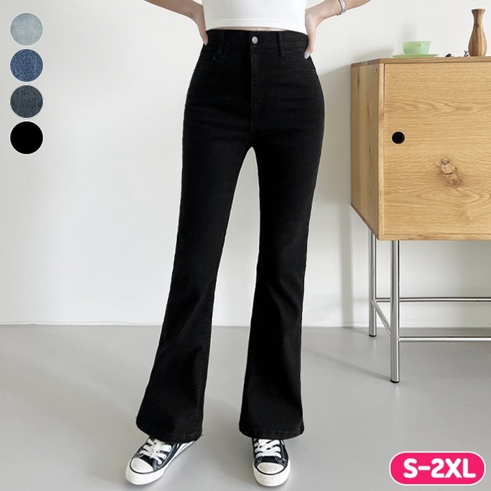 가비진 여성용 숏기본롱 3단기장 히든 밴드 스판 쫀쫀 부츠컷 데님 팬츠 청바지 바지 빅사이즈까지