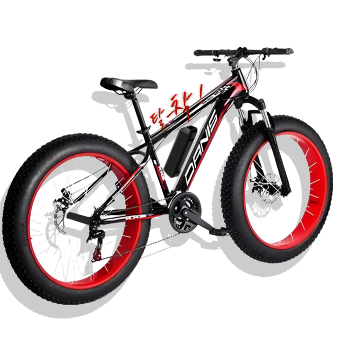 광폭랙 편한한 팻바이크 전기 자전거 자토바이 전동 스쿠터 출퇴근 배달 오프로드 광폭타이어, 블랙/레드, 스틸