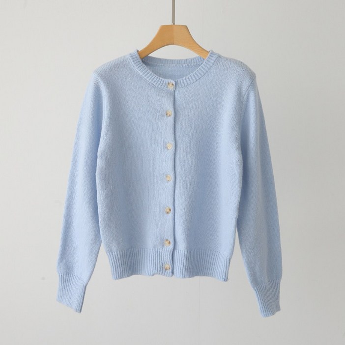 제니트 여성 보송 폭닥 라운드넥 긴팔 니트 가디건 베이직