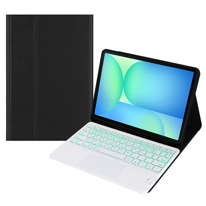 갤럭시탭 A9플러스 11 무선 LED 터치패드 키보드 북커버 케이스 S펜 수납, 검정콤비, 1개