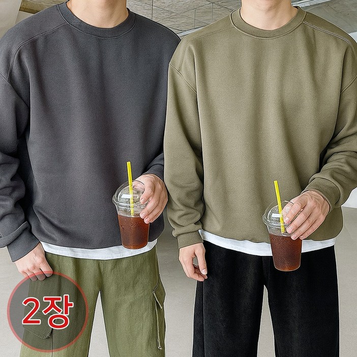 11 2장가격 절개라인 베어 양털 기모 자극제로 오버핏 맨투맨