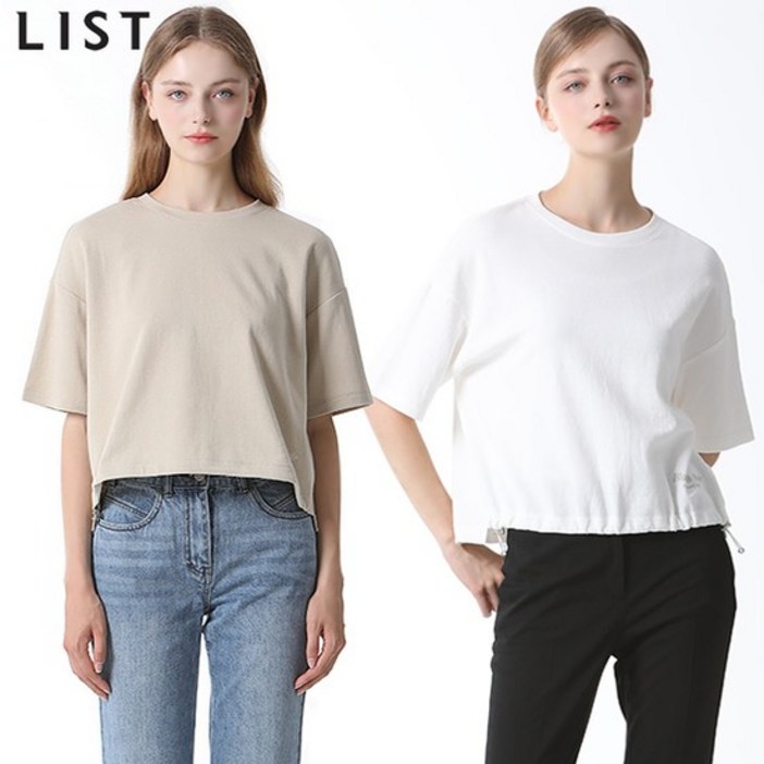 리스트 리스트LIST 코튼 언밸런스 스트링 티셔츠