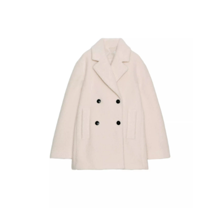 ZARA 자라 부클레 더블브레스트 미디 울 코트 8073/328 8073328