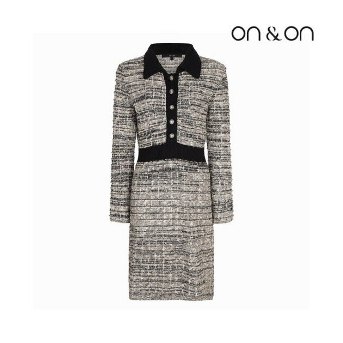 온앤온 배색 카라 니트 원피스JK2SO242 720492