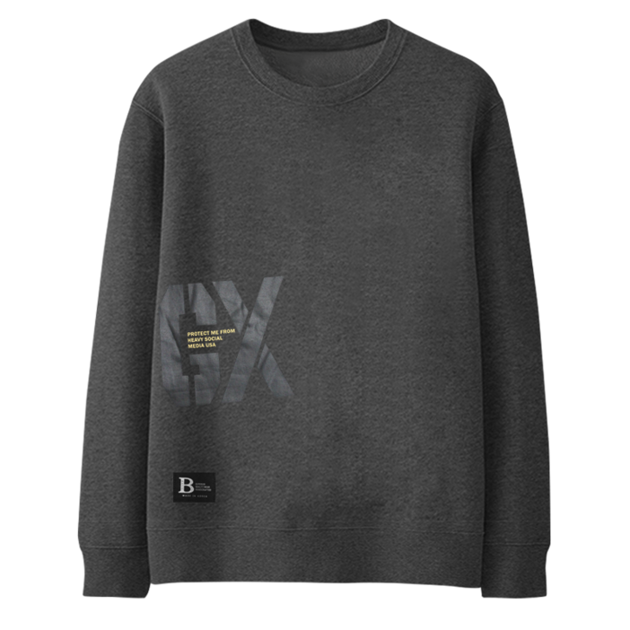 빅사이즈 L~4XL 남여공용 특양면맨투맨 GX 차콜
