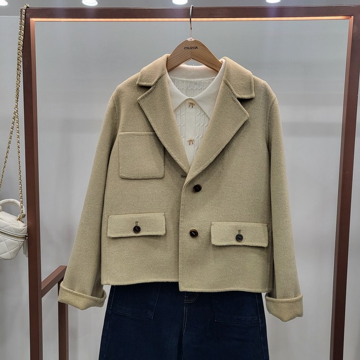 무자크 캐시미어블랜딩핸드메이드울숏자켓 MQ1WJK01_GN