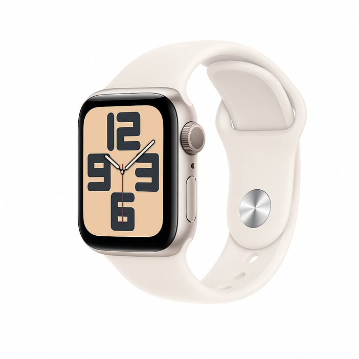 Apple Watch SE(2세대)(GPS + 셀룰러, 40mm) - 흰색 스포츠 밴드가 있는 실버 알루미늄 케이스, S/M(갱신)